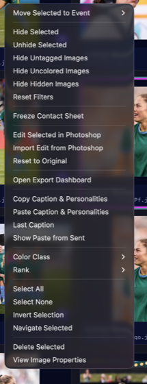 FrameFlow right-click context menu